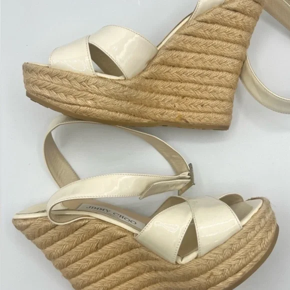 Jimmy Choo Cream Espadrille Sandals Size 5 Like New - Picture 6 of 6